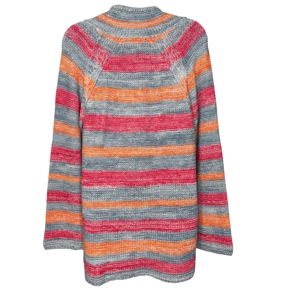 J Jill Womens Striped Hoodie Cotton Linen Sweater Size MP Coastal Nantucket - Picture 2 of 10